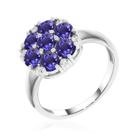 Купить оптом кольцо из серебра с фианитами и иолитами 1340951839л от Krasnoe