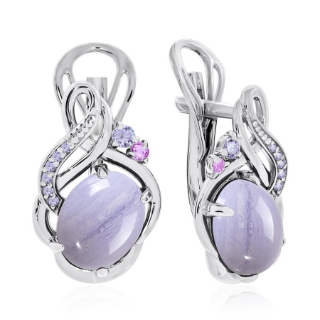 Купить оптом серьги из серебра с агатами и фианитами 2340390949-84 от Krasnoe