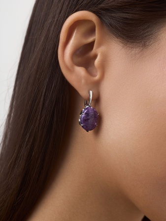 Купить оптом серьги из серебра с чароитами 2340461944 от Krasnoe