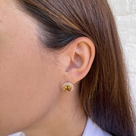 Купить оптом серьги из серебра с цитринами и фианитами 2320851561л от Krasnoe