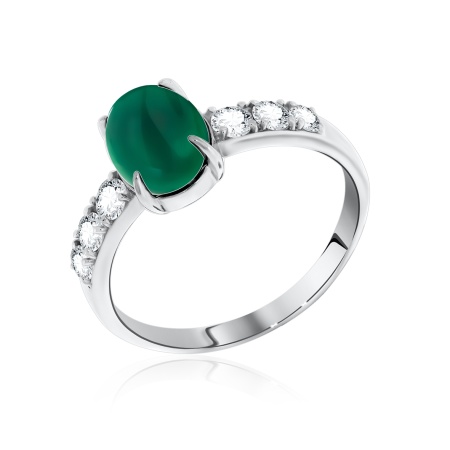 Купить оптом кольцо из серебра с агатом и фианитами 1340390364-60 от Krasnoe