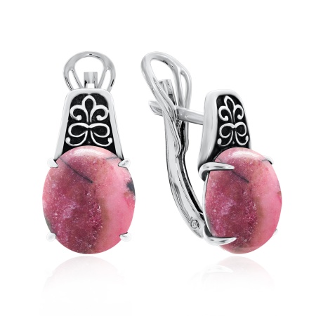 Купить оптом серьги из серебра с родонитами 2310450993 от Krasnoe