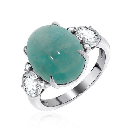 Купить оптом кольцо из серебра с амазонитом и фианитами 1340370936 от Krasnoe