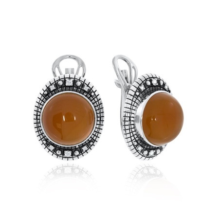 Купить оптом серьги из серебра с агатами и фианитами 2310390955-40 от Krasnoe