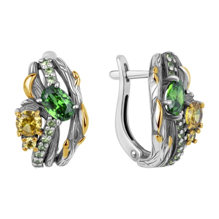 Купить оптом серьги из серебра с фианитами и ситаллами 2317872124л-108 от Krasnoe