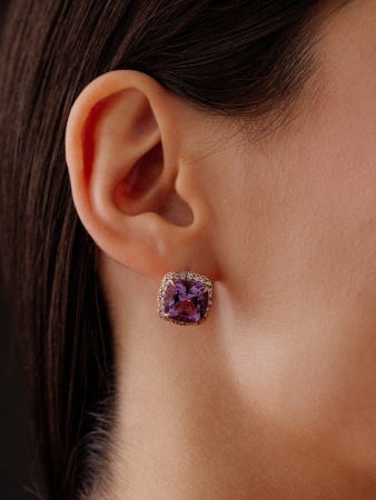 Купить оптом серьги из серебра с аметистами и фианитами 2320061964л от Krasnoe