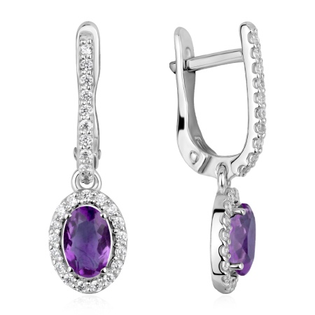 Купить оптом серьги из серебра с аметистами и фианитами 2340795606 от Krasnoe