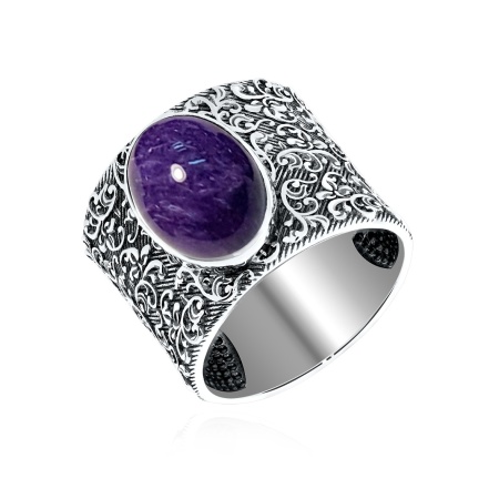 Купить оптом кольцо из серебра с чароитом 1310461371 от Krasnoe