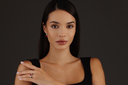 Купить оптом серьги из серебра с агатами и фианитами 2340390182л-32 от Krasnoe