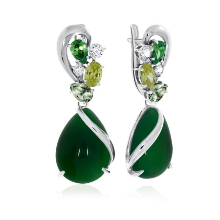 Купить оптом серьги из серебра с агатами и фианитами 2340390877-6 от Krasnoe