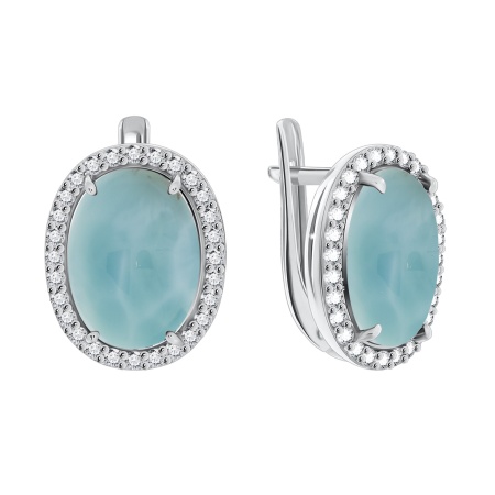 Купить оптом серьги из серебра с ларимарами и фианитами 2340Л10253л от Krasnoe