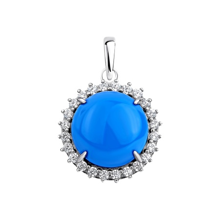 Купить оптом подвеска из серебра с бирюзой и фианитами 3340271977 от Krasnoe