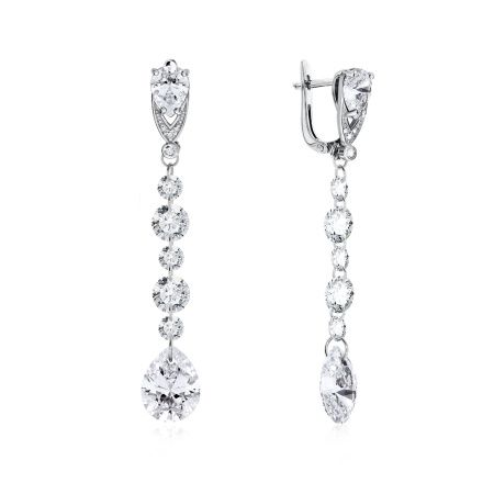 Купить оптом серьги из серебра с кристаллами и фианитами 2340690767л-1 от Krasnoe