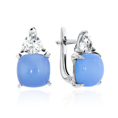 Купить оптом серьги из серебра с фианитами и халцедонами 2340600872-1-70 от Krasnoe