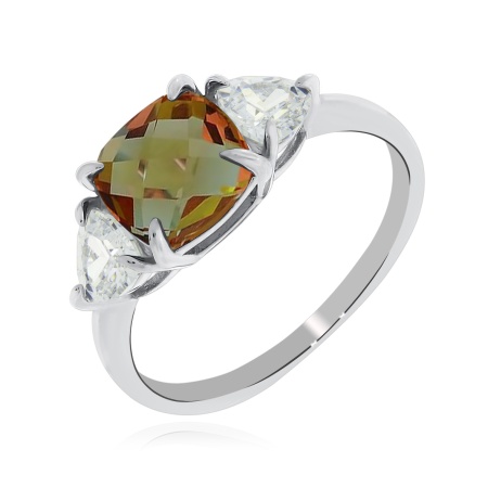 Купить оптом кольцо из серебра с султанитом и фианитами 1340614765 от Krasnoe