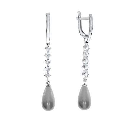 Купить оптом серьги из серебра с жемчугами и фианитами 2340240777-21 от Krasnoe