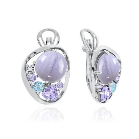 Купить оптом серьги из серебра с агатами, ситаллами и фианитами 2340391170-84 от Krasnoe