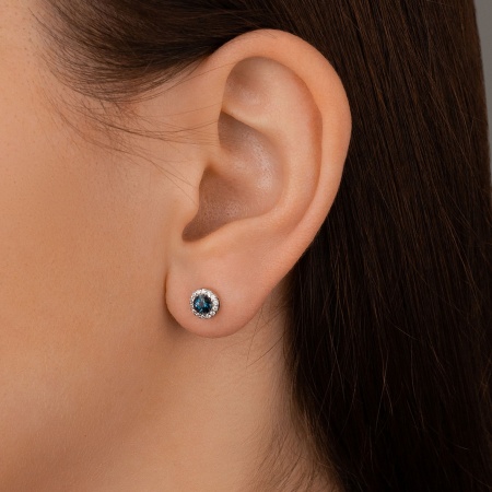 Купить оптом пусеты из серебра с топазами и фианитами П340074140л-76 от Krasnoe