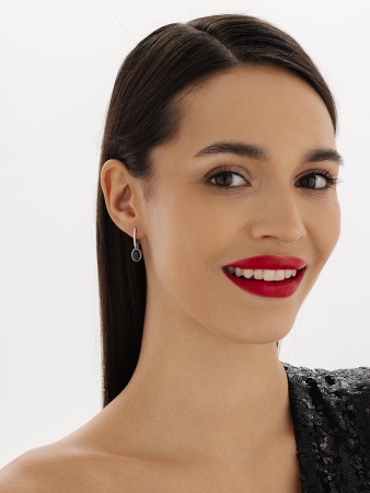 Купить оптом серьги из серебра с синтетическими авантюринами и фианитами 2340360375л-80 от Krasnoe