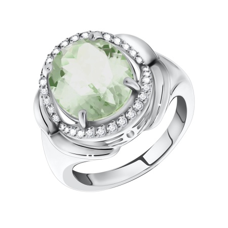 Купить оптом кольцо из серебра с празиолитом и фианитами 1340910140 от Krasnoe