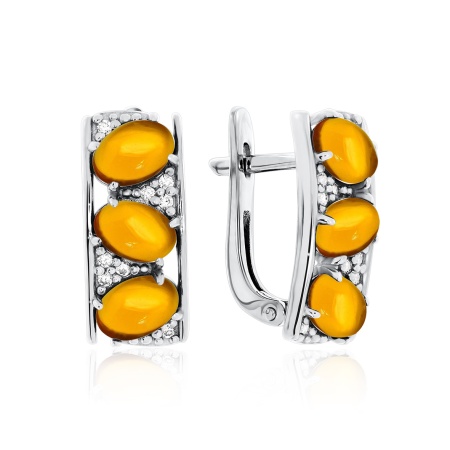 Купить оптом серьги из серебра с наноцитринами и фианитами 2340882909-40 от Krasnoe