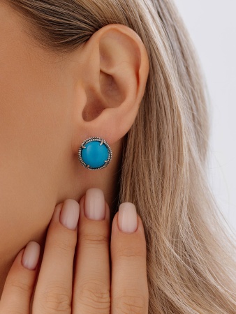 Купить оптом серьги из серебра с бирюзой 2310Б25747 от Krasnoe