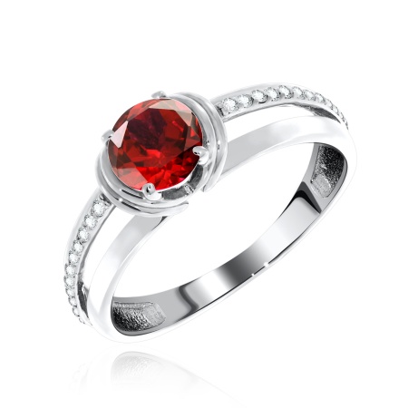 Купить оптом кольцо из серебра с гранатом и фианитами 1340820995 от Krasnoe