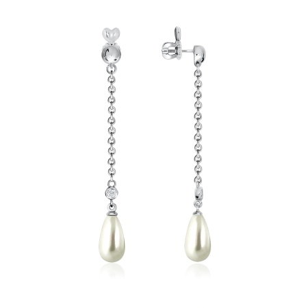 Купить оптом пусеты из серебра с жемчугами и фианитами 2340240578л от Krasnoe