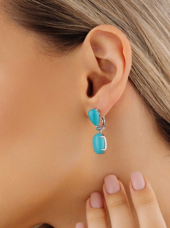 Купить оптом серьги из серебра с ситаллами и бирюзой 2340311434-78 от Krasnoe