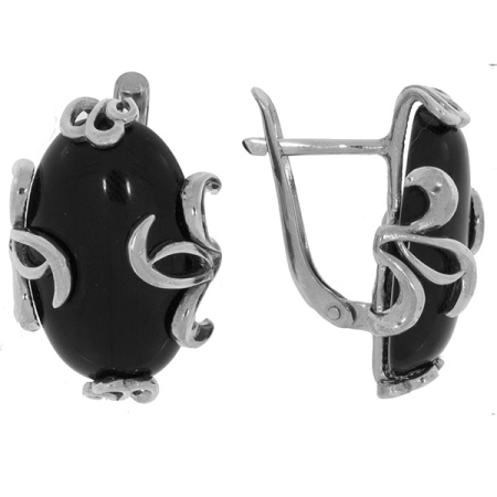 Купить оптом серьги из серебра с ониксами 3437012056-1 от Krasnoe