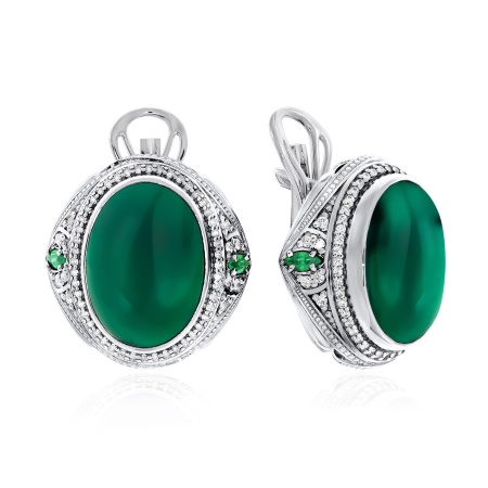 Купить оптом серьги из серебра с агатами и фианитами 2310390960л-60 от Krasnoe