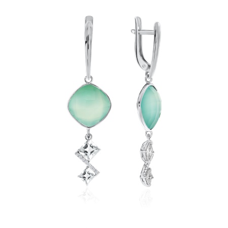 Купить оптом серьги из серебра с халцедонами и фианитами 2340602903-69 от Krasnoe