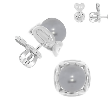 Купить оптом пусеты из серебра с жемчугами П340050836-21 от Krasnoe