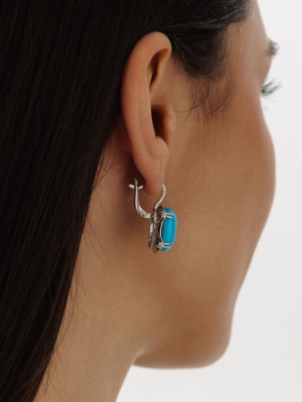 Купить оптом серьги из серебра с бирюзой 2340311997 от Krasnoe