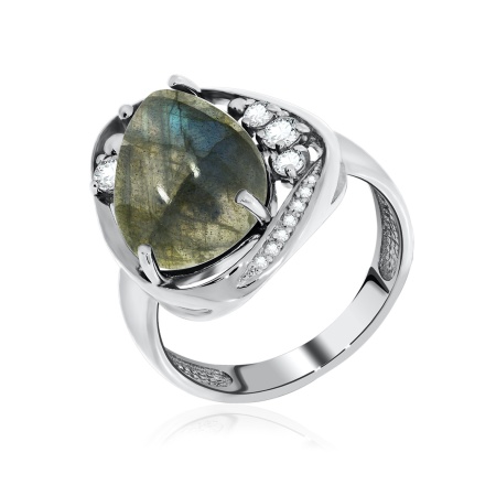 Купить оптом кольцо из серебра с лабрадоритом и фианитами 1340Л01171 от Krasnoe
