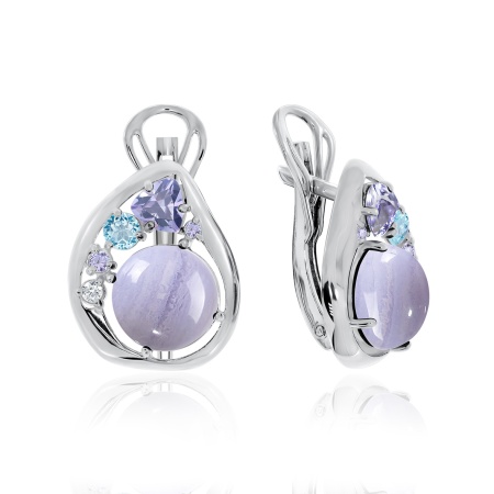 Купить оптом серьги из серебра с агатами, ситаллами и фианитами 2340391173-84 от Krasnoe