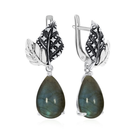 Купить оптом серьги из серебра с лабрадоритами и фианитами 2310Л02266 от Krasnoe