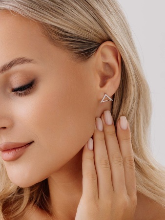 Купить оптом пусеты из серебра с фианитами 2340205461л от Krasnoe