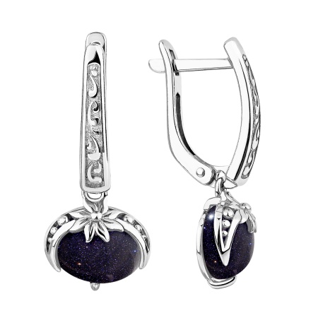 Купить оптом серьги из серебра с синтетическими авантюринами 2340365053 от Krasnoe