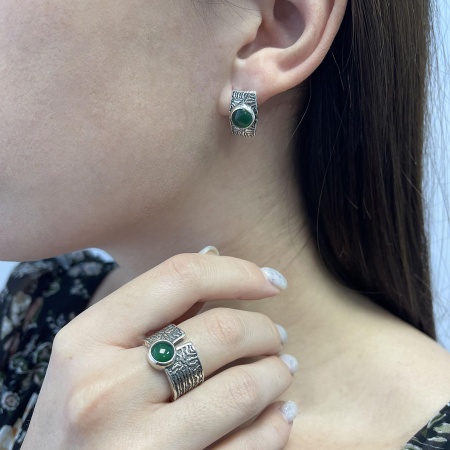 Купить оптом серьги из серебра с агатами 2310392391-60 от Krasnoe