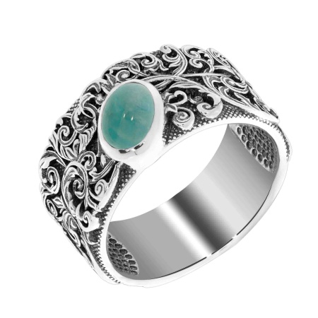 Купить оптом кольцо из серебра с амазонитом 1310371369 от Krasnoe