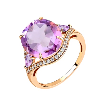 Купить оптом кольцо из серебра с аметистом, ситаллами и фианитами 1320791970л-92 от Krasnoe