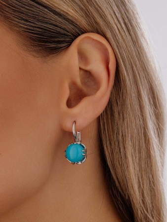 Купить оптом серьги из серебра с бирюзой 2340311930 от Krasnoe