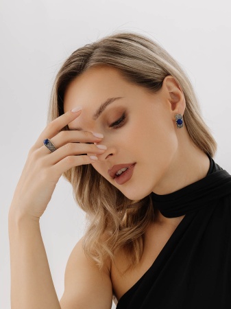 Купить оптом серьги из серебра с лазуритами 2317471751 от Krasnoe