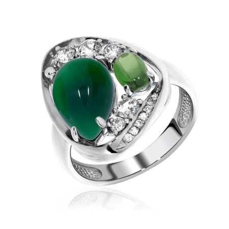 Купить оптом кольцо из серебра с агатом и фианитами 1340391172-60 от Krasnoe