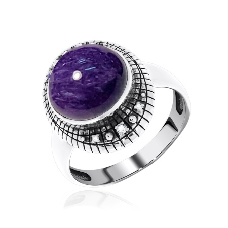 Купить оптом кольцо из серебра с чароитом и фианитами 1310460955 от Krasnoe