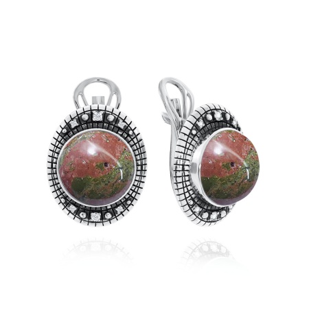 Купить оптом серьги из серебра с яшмой и фианитами 2310300955 от Krasnoe