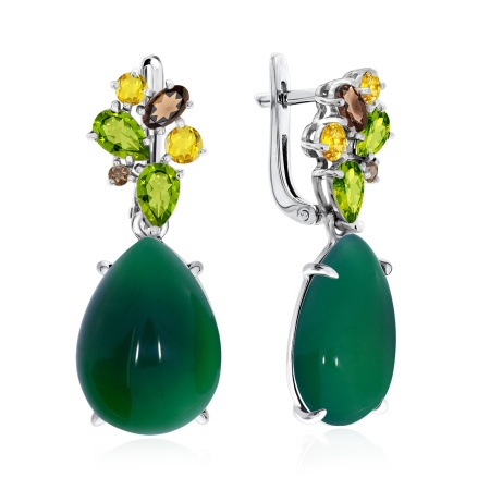 Купить оптом серьги из серебра с агатами, ситаллами и фианитами 2340390875-39 от Krasnoe