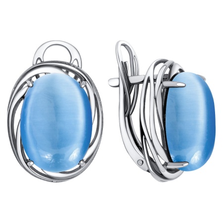 Купить оптом серьги из серебра с имитацией кошачьего глаза 2340265940-70 от Krasnoe