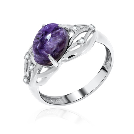 Купить оптом кольцо из серебра с чароитом и фианитами 1340460985 от Krasnoe